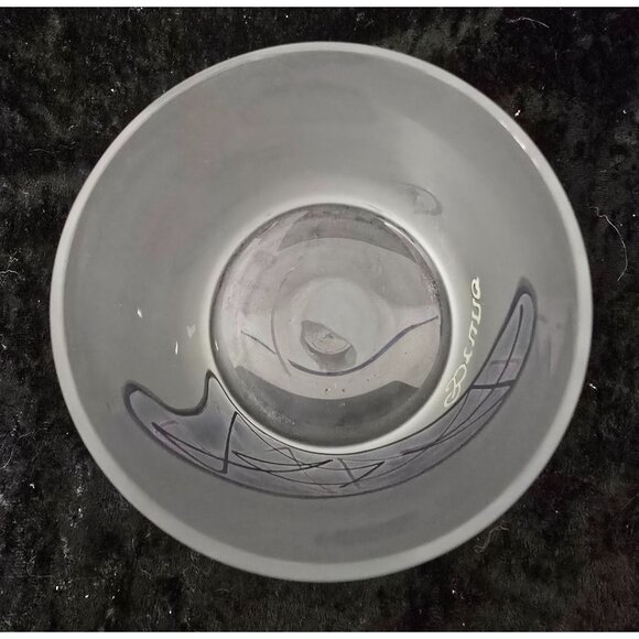 Vintage Set Of 6 Frosted Glasses With Gold & Geometric Design By Bruno - Picture 3 of 4